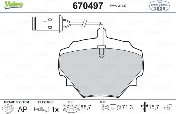 Valeo 670497 - Kit pastiglie freno, Freno a disco autozon.pro