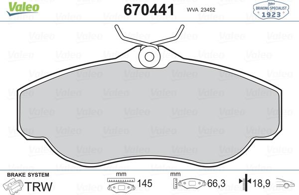 Valeo 670441 - Kit pastiglie freno, Freno a disco autozon.pro