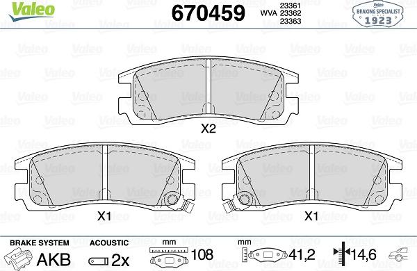 Valeo 670459 - Kit pastiglie freno, Freno a disco autozon.pro