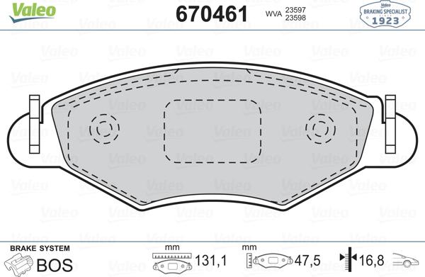 Valeo 670461 - Kit pastiglie freno, Freno a disco autozon.pro