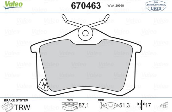 Valeo 670463 - Kit pastiglie freno, Freno a disco autozon.pro