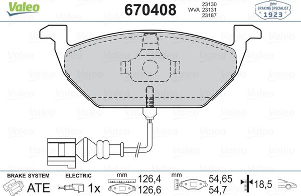 Valeo 670408 - Kit pastiglie freno, Freno a disco autozon.pro