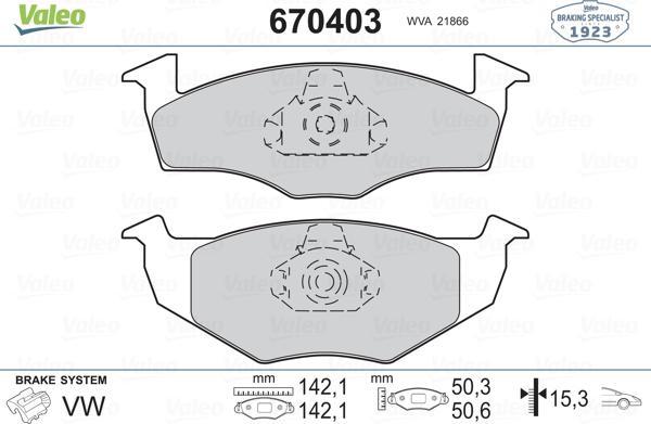 Valeo 670403 - Kit pastiglie freno, Freno a disco autozon.pro