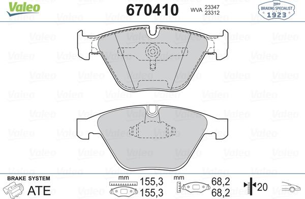 Valeo 670410 - Kit pastiglie freno, Freno a disco autozon.pro