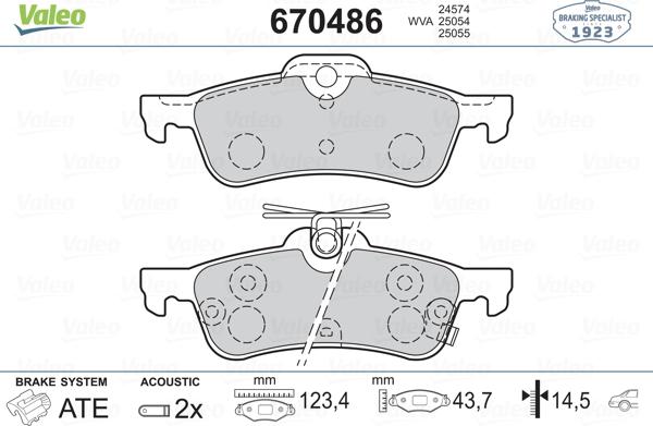 Valeo 670486 - Kit pastiglie freno, Freno a disco autozon.pro