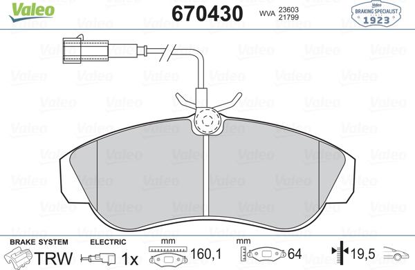 Valeo 670430 - Kit pastiglie freno, Freno a disco autozon.pro