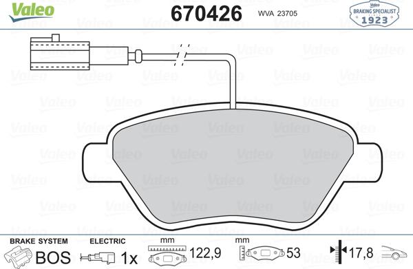 Valeo 670426 - Kit pastiglie freno, Freno a disco autozon.pro