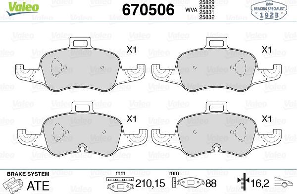 Valeo 670506 - Kit pastiglie freno, Freno a disco autozon.pro