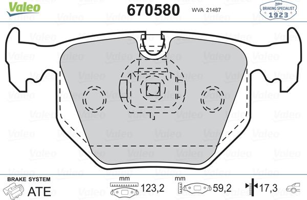 Valeo 670580 - Kit pastiglie freno, Freno a disco autozon.pro