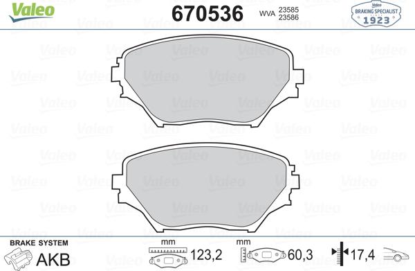 Valeo 670536 - Kit pastiglie freno, Freno a disco autozon.pro