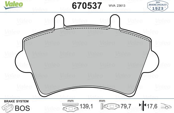 Valeo 670537 - Kit pastiglie freno, Freno a disco autozon.pro