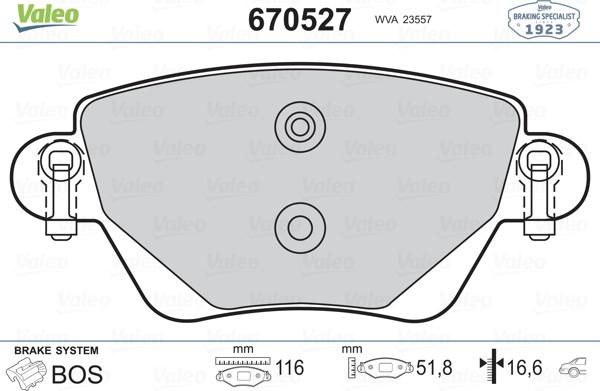 Valeo 670527 - Kit pastiglie freno, Freno a disco autozon.pro