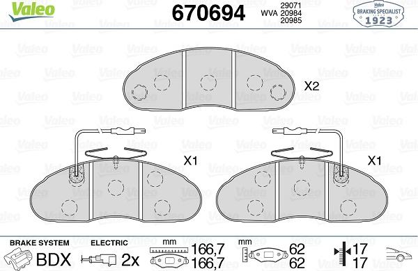 Valeo 670694 - Kit pastiglie freno, Freno a disco autozon.pro