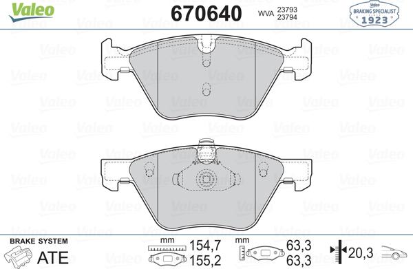 Valeo 670640 - Kit pastiglie freno, Freno a disco autozon.pro