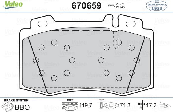 Valeo 670659 - Kit pastiglie freno, Freno a disco autozon.pro