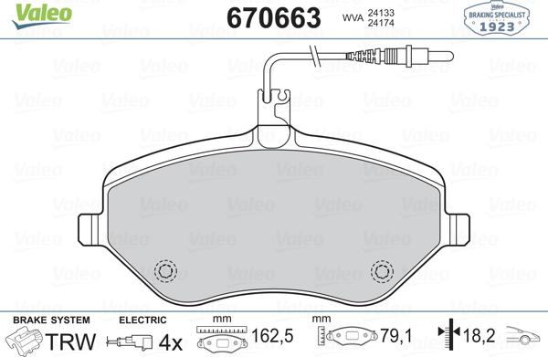 Valeo 670663 - Kit pastiglie freno, Freno a disco autozon.pro