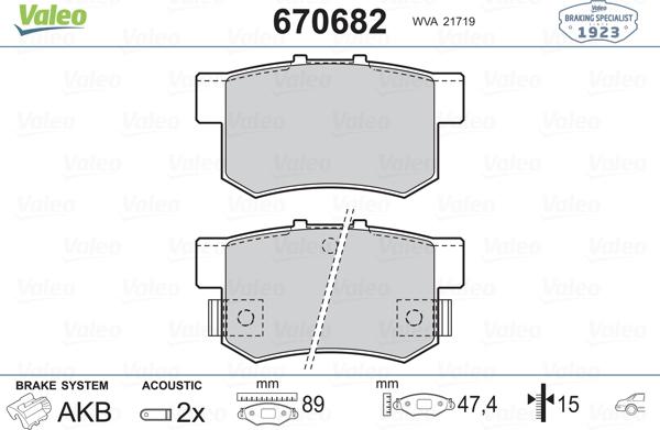 Valeo 670682 - Kit pastiglie freno, Freno a disco autozon.pro