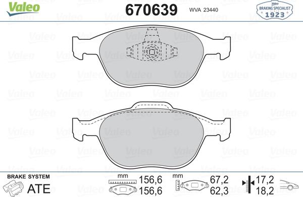 Valeo 670639 - Kit pastiglie freno, Freno a disco autozon.pro