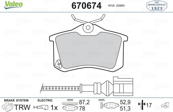 Valeo 670674 - Kit pastiglie freno, Freno a disco autozon.pro