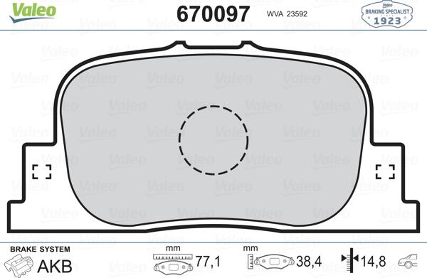 Valeo 670097 - Kit pastiglie freno, Freno a disco autozon.pro