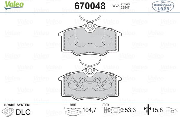 Valeo 670048 - Kit pastiglie freno, Freno a disco autozon.pro