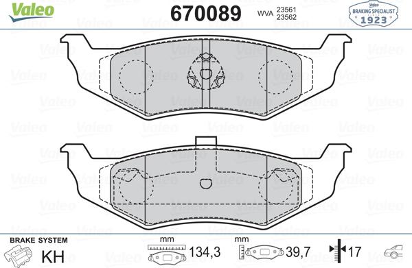 Valeo 670089 - Kit pastiglie freno, Freno a disco autozon.pro