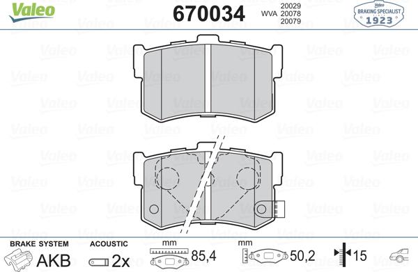 Valeo 670034 - Kit pastiglie freno, Freno a disco autozon.pro