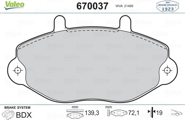 Valeo 670037 - Kit pastiglie freno, Freno a disco autozon.pro