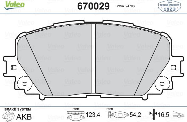 Valeo 670029 - Kit pastiglie freno, Freno a disco autozon.pro