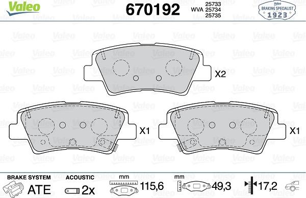 Valeo 670192 - Kit pastiglie freno, Freno a disco autozon.pro