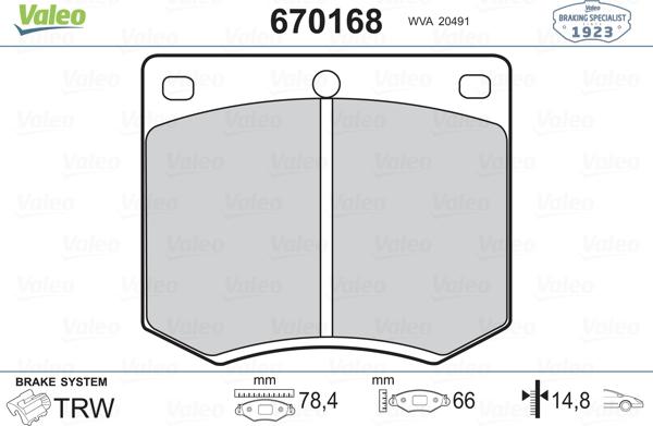 Valeo 670168 - Kit pastiglie freno, Freno a disco autozon.pro