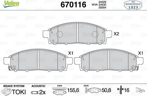 Valeo 670116 - Kit pastiglie freno, Freno a disco autozon.pro