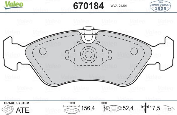 Valeo 670184 - Kit pastiglie freno, Freno a disco autozon.pro