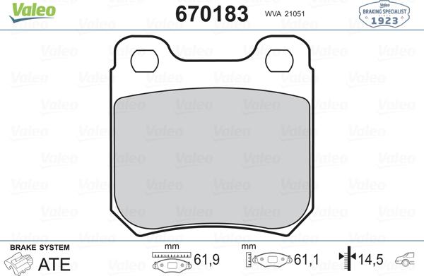 Valeo 670183 - Kit pastiglie freno, Freno a disco autozon.pro