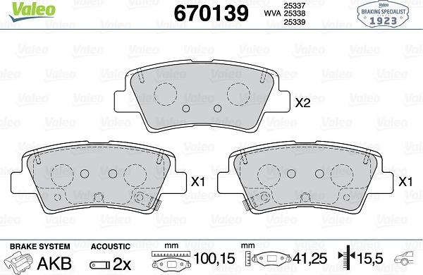 Valeo 670139 - Kit pastiglie freno, Freno a disco autozon.pro