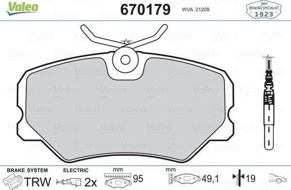 Valeo 670179 - Kit pastiglie freno, Freno a disco autozon.pro