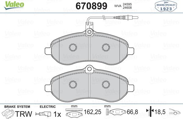 Valeo 670899 - Kit pastiglie freno, Freno a disco autozon.pro