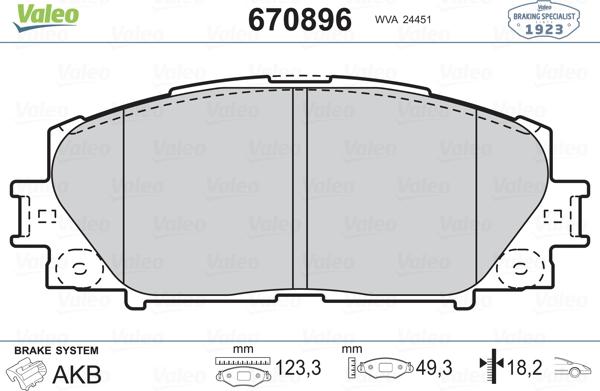 Valeo 670896 - Kit pastiglie freno, Freno a disco autozon.pro