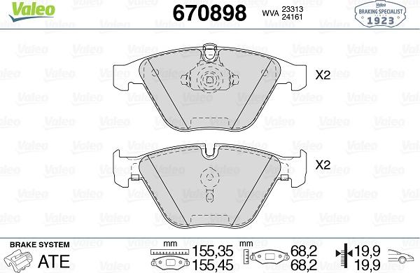 Valeo 670898 - Kit pastiglie freno, Freno a disco autozon.pro