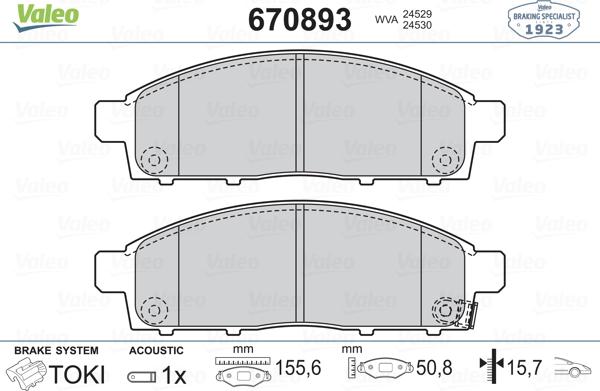 Valeo 670893 - Kit pastiglie freno, Freno a disco autozon.pro