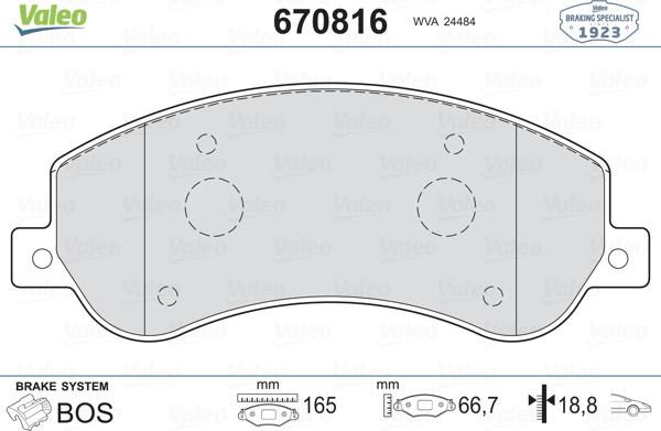 Valeo 670816 - Kit pastiglie freno, Freno a disco autozon.pro