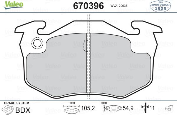 Valeo 670396 - Kit pastiglie freno, Freno a disco autozon.pro