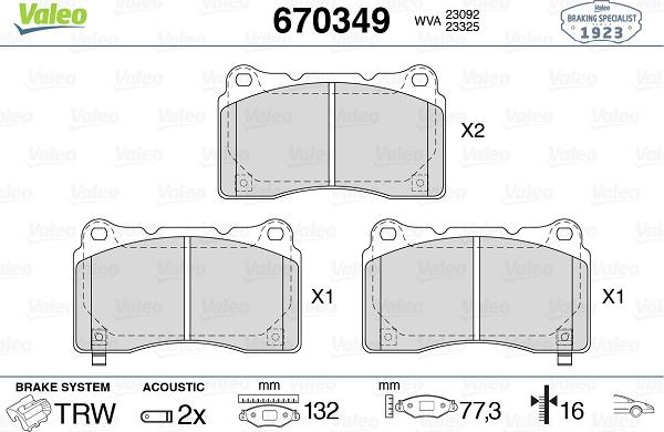 Valeo 670349 - Kit pastiglie freno, Freno a disco autozon.pro