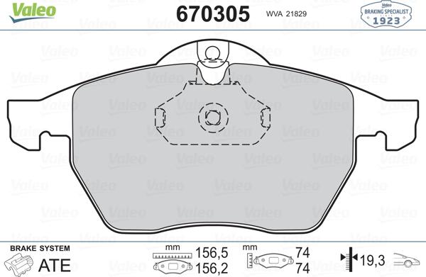 Valeo 670305 - Kit pastiglie freno, Freno a disco autozon.pro