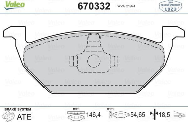 Valeo 670332 - Kit pastiglie freno, Freno a disco autozon.pro