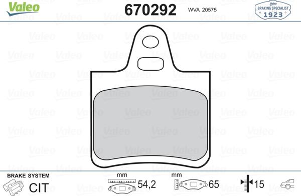 Valeo 670292 - Kit pastiglie freno, Freno a disco autozon.pro