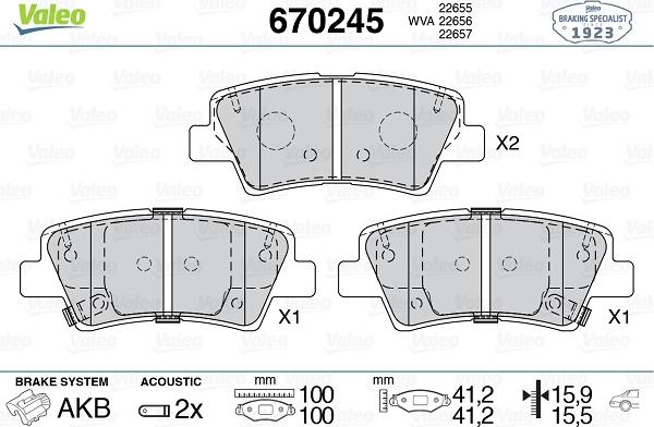 Valeo 670245 - Kit pastiglie freno, Freno a disco autozon.pro