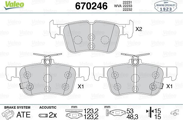 Valeo 670246 - Kit pastiglie freno, Freno a disco autozon.pro