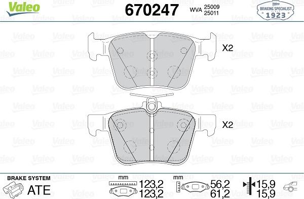 Valeo 670247 - Kit pastiglie freno, Freno a disco autozon.pro