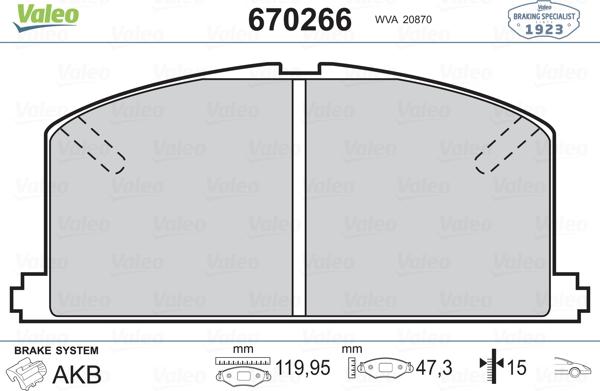 Valeo 670266 - Kit pastiglie freno, Freno a disco autozon.pro